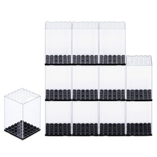 WETANBR Small Display Case Compatible with Miniatures, 12 Pack Building Block Display Cases, Acrylic Transparent Storage Box, Gift for Action Figures & Miniature Toys Lovers