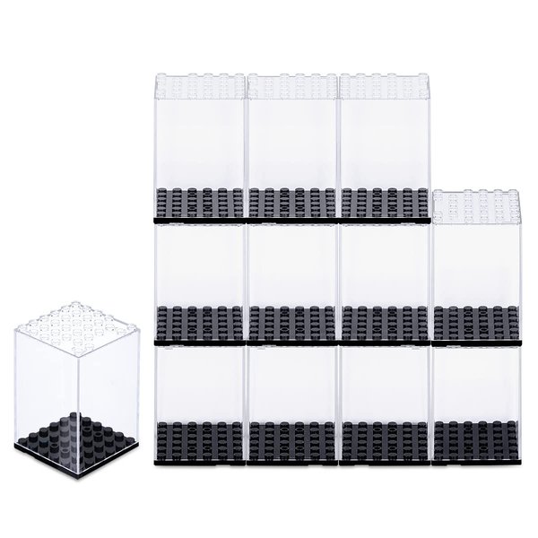 WETANBR Small Display Case Compatible with Miniatures, 12 Pack Building Block Display Cases, Acrylic Transparent Storage Box, Gift for Action Figures & Miniature Toys Lovers