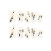 RUOKEXIN Nail Press ons White Press on Nails Medium Square Fake Nails with Glue Acrylic False Nails with Gold Blue Leaf Designs Glossy Artificial Fake Fingernails Spring Stick on Nails for Women 24Pcs