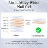Double Rhythm 5 in 1 Milky Whtie Gel Nail Polish, Nail Strengthener Gel in a Bottle for Nail Thickening Extension Hard Glue Led UV Lamp (A-8 in 1-02)