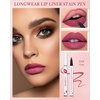Lip Liner Stain Marker Pen-Pink Matte Waterproof Liquid Lipstick & Lip Liner Pencil, Long Lasting Smudge-Proof Non-Stick Cup Lip Tint Stain, Color Stay All Day, Lipstain Makeup Gift For Women-02#Pink