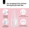 Beetles Tipex Instant Apex Nail Tips, 480Pcs Pre-building & Pre-Etched Tipex Gel Nail Tips, Thick Strong Acrylic Nails Clear Full Cover Long Coffin False Nails for Flat Nails Deep Curve