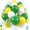 Paready Green and Yellow Balloons, 50 Pcs Yellow Green Confetti Balloons, 12 Inch Dark Green Yellow White Latex Balloons Helium for Birthday Party Graduation Class of 2024 Tractor Party Decorations