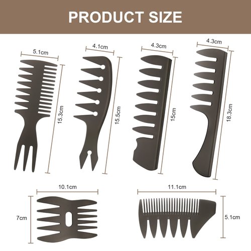 URAQT Hair Comb Set, 6Pcs Wide Tooth Hair Comb Styling Set, Professional Shaping & Wet Pick Pompadour Comb, Anti-Static Hairdressing Comb Curl Wet Comb for Men and Women Hair Hairstyle