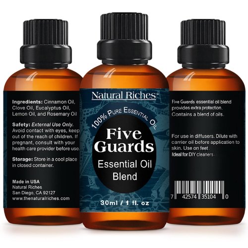 Natural Riches Five Guards Essential Oil Blend for Health Shield Aromatherapy with Clove Cinnamon Lemon Rosemary Eucalyptus Oil - 30ml