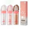 3 Color Glitter Powder Highlighter Makeup, Body Brightens the Natural Three-Dimensional Face Blusher Fairy Highlight Patting Powder.