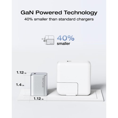 EF ECOFLOW Rapid 20W GaN USB C Charger with Cable,Fast Type C Charging Block Plug for Rapid Compatible with iPhone 15/15 Pro/14/14 Pro Max/13, Galaxy, iPad
