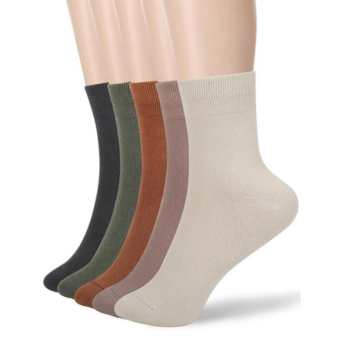 FGZ Women Thin Cotton Socks, Warm Soft Cotton Socks Women Above Ankle Crew Socks 5 Pairs (9-11, Multicolored)
