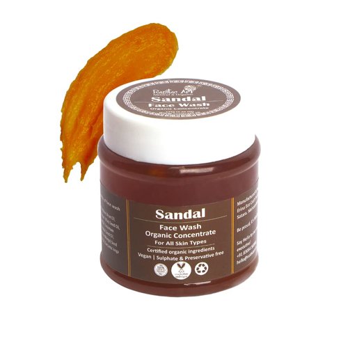 Rustic Art Sandal Face Wash Concentrate | Daily Essentials | Turmeric & Mango Butter | All Skin Types | Sulphate & Paraben Free | Vegan & Cruelty Free | For Women & Men | 4.4 Oz