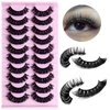 LuckForever 10 Pairs False Eyelashes Russian Strips Eye Lashes Fluffy False Lash Wispy Eyelash Extension Natural Look D Curly Volume Fake Eyelashes Reusable Eye Lash for Women Girls