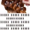 ANBALA Hair Claw Clips, 65pcs Mini Hair Clips No-Slip Grip Jaw Clips Glitter Teeth Clips Rhinestone Hair Clips Metal Clamps White Flower Hair Accessories for Women Girls (White)