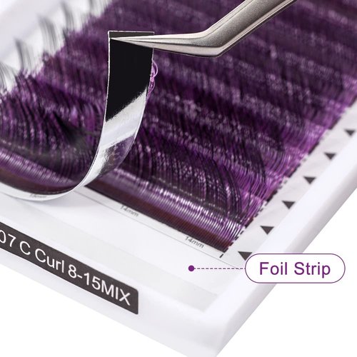 dark purple YY Eyelash Extension Lashes C Curl 0.07mm, 8-15mm Faux Mink Cluster Lash Extensions Soft Y Lashes Extensions Premade (8-15MM, 0.07-C,dark purple)