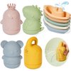 Bath Toys Floating Boats with Silicone Bath Toys, 9 PCS Mold Free Baby Bath Toys for Infants 6-12-18 Months Bathtub Water Table Toys for Toddlers 1-3, Water Pool Toys for 1 2 3 4 Boys Girls Kids
