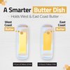 Butter Hub Butter Dish with Lid and Knife, Magnetic Butter Keeper, Easy Scoop, No Mess Lid, Plastic, Dishwasher Safe (White)