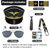 Keymall Kids Pilot Costume Accessories Set With Aviator Hat Sunglasses Tie Pin for Aviation Halloween Dress Up