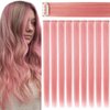Rhyme 9 PCS Smoke Pink Hairpieces Colored Hair Extensions Clip in/on for America Girls and Women Wig Pieces Princess Party Highlight (Light Pink)