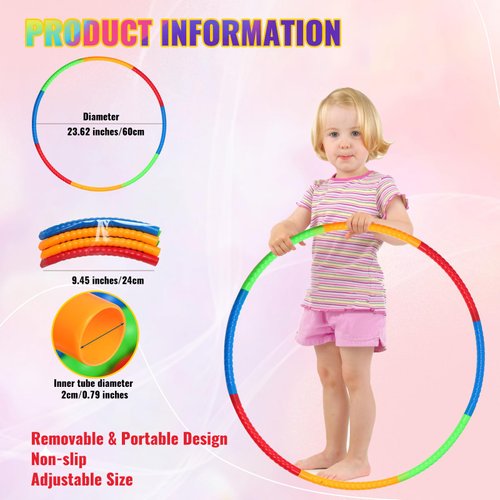 8 Pcs Toy Hoops for Kids, Detachable Adjustable Toy Plastic Hoop, Colored Exercise Hoop Circles for Teens Adults Games Gymnastics Dog Pet Training Agility Equipment Christmas Party Favors(Classic)