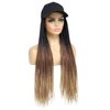 Yunkang Baseball Cap Wig Hat Wig with Synthetic Small Box Braiding Hair Extensions Attached for Black White Women Girls 24inch Long Ombre Braids Wig Black Brown Light Brown(B-53)