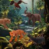 QuarenDen 49Pcs Rainforest Animals Figures, Model Scenery Kit, Jungle Animals Figures, Model Trees for Pinata Fillers, Boys Girls Educational Toys, Party Favors