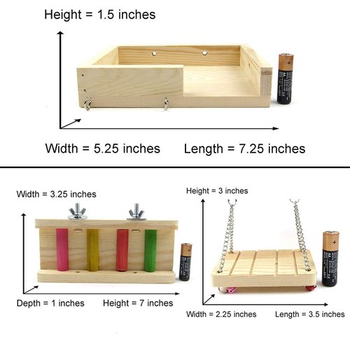 Wooden Platform Ladder Stand Swing Climbing Biting Toy for Mouse Chinchilla Rat Gerbil and Dwarf Hamster Climbing Toy (M)