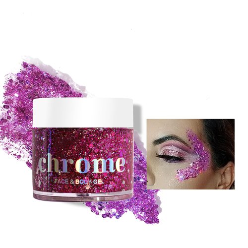 MAEPEOR Holographic Body Glitter Gel 6 Colors Long Lasting Chunky Glitter Gel Color Changing Glitter Gel Under Light for Body Face Hair Makeup (61g, Colors H03)