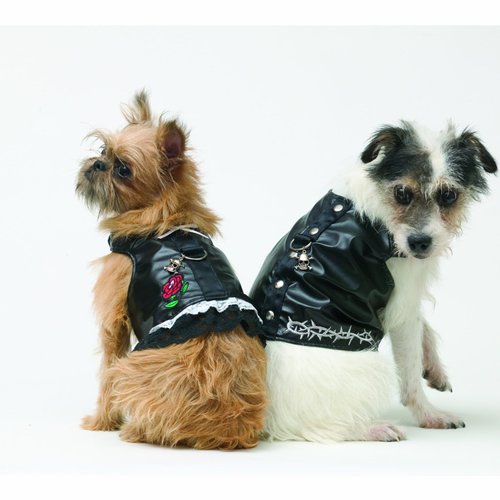 Doggles Biker Vest Dog Harness, Black, Teacup