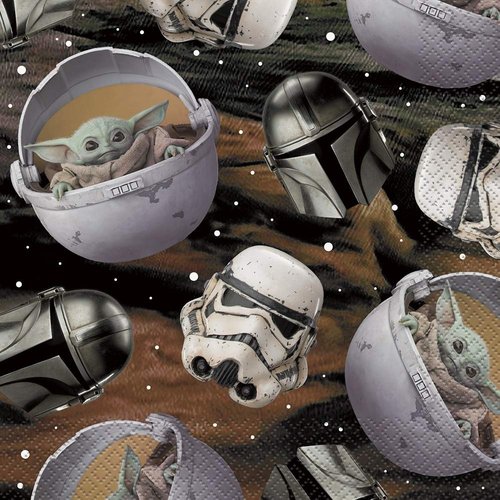 Multicolor Mandalorian The Child Luncheon Napkins (16 Count) - Perfect for Star Wars Themed Parties & Fans