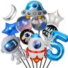 Finypa 12Pcs Space Theme Birthday Party Decoration Astronaut Spaceman Foil Balloons,5th Outer Space Birthday Party Supplies,Galaxy Balloons for Boy 5 Years Old Birthday Decor