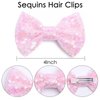 KISZU Baby Girls Hair Clips 4" Sequins Baby Bows Kids Hair Accessories Hair Pins Tiny Bows Lined Alligator Clips for Toddlers Kids Teens Girls Women