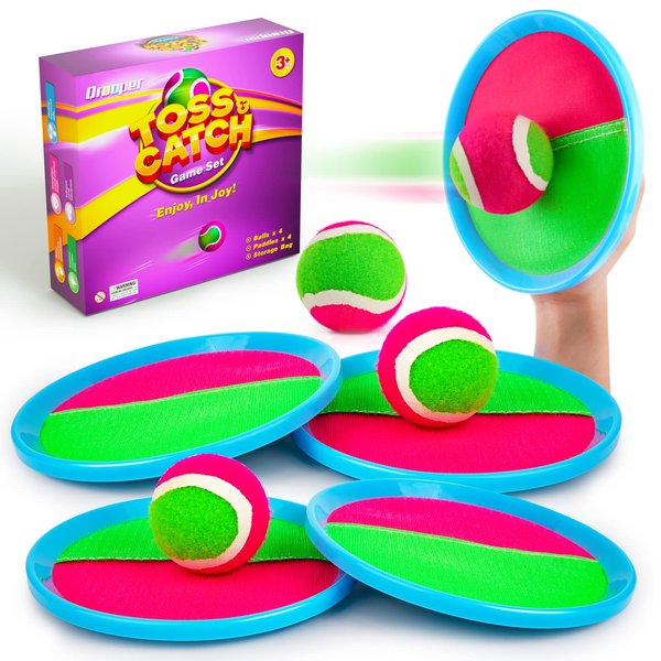 Qrooper Kids Toys Toss and Catch Game Set - Beach Toys Pool Toys Outdoor Toys for Kids Ages 4-8, Stocking Stuffers for Kids, Beach Games, Yard Games for Kids Adults Family Outside Games