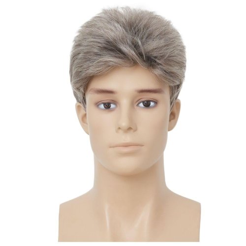 Salaibs Grey Short Wigs for Men Natural Layered Realistic Synthetic Wigs for Male Guy Halloween Daily Wig
