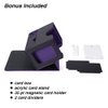 Venssu Card Deck Box for MTG Commander, Mtg Deck Box for Commander Display,Fits 100 Double-Sleeved Cards, 35pt Card Brick, Dice Tray and Dice Tower (Black and Purple)
