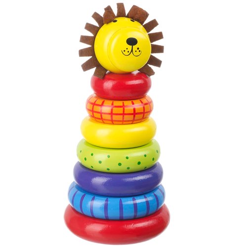 Orange Tree Toys Lion Stacking Ring | Colorful Wooden Educational Puzzle for Toddlers 1+, Sustainably Made, Perfect for Learning Size Differentiation