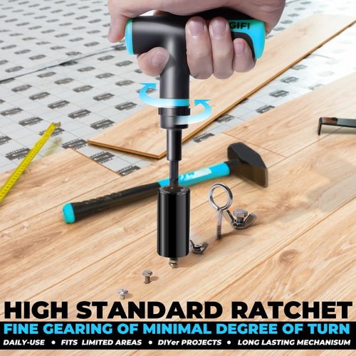 MANWALD Universal Socket Tool Set, Ratcheting T-Handle Screwdriver Set with Power Drill Adapter, Valentines Day Gifts for Him, Women, Dad, Blue, Black