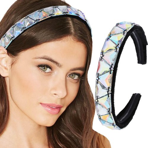 Firuilo Rhinestones Wide Headbands Baroque Crystal Head Bands Big Sparkly Diamond Hair Bands Vint...