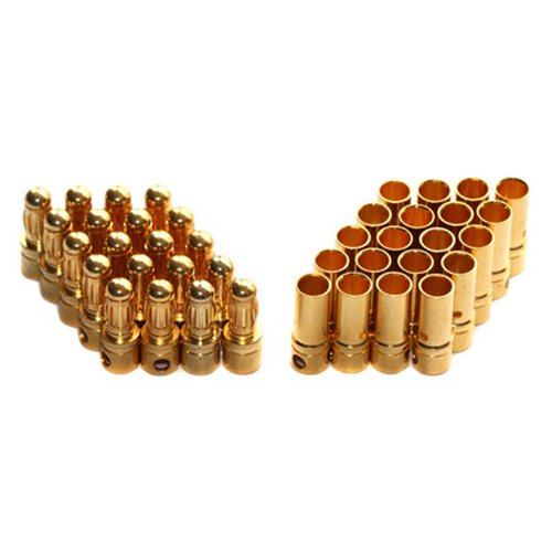 20 Pairs ShareGoo 3.5mm Male & Female Gold Banana Plug Bullet Connector Plug for RC Battery ESC Motor +1 Lipo Battery Strap