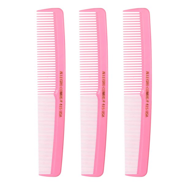 Allegro Combs #415 Combs for Women, 7 Inches Combs for Men, Parting Comb, Hair Comb, Comb for Men 3 Count (Fresh Pink)