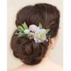 Fangsen Silver Wedding Rose Flower Pinecones Hair Comb Bridal Flower Hair Clip Floral Christmas Hair Accessories (White)