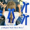 DEEKA 16 PCS Collegiate Style Cheer Bows Long Tail Skinny Cheer Bow Ponytail Holder Handmade Bows for Girls Teens Softball Cheerleader Sports -Royal Blue