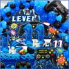 Vlipoeasn 90PCS 11th Birthday Video Game Party Decorations for Boys Set Blue 11th Birthday Supplies -11th Video Game Backdrop, Balloons, Tablecloth, Gamer and 11 Foil Balloons for 11th Birthday Party