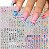 Colorful Stripes Nail Stickers 36 Sheets Rainbow Nail Stickers Water Transfer Nail Decals Rainbow Geometric Pride Curve French Nail Stickers for Acrylic Nails Watermark Nail Art Designs