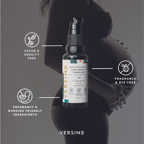 Versine Gentle Actives Serum for Face | Acne Prone Skin | Pregnancy Safe with Azelaic Acid, Vitamin C, Squalane, Niacinamide, Hyaluronic Acid | Moisturizer, Anti Aging and Brightening | 1Fl Oz