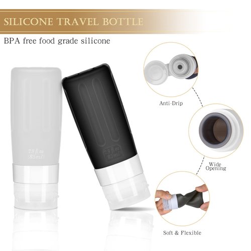 YUNISS 17 Pack Silicone Travel Size Toiletries,BPA Free TSA Approved Travel Bottles for Toiletries with Tag