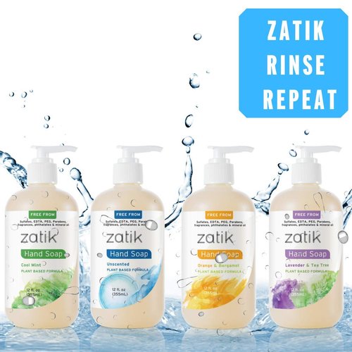 Zatik Naturals - Liquid Hand Soap, Cool Mint Moisturizing Handwash - 12 fl oz (Pack of 1)