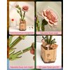 ROBOTIME 3D Puzzle Wooden Flower Pink Carnation DIY Model Kit to Build for Adults Artifical Bouquet Collection Craft Brain Teaser Puzzle Creative Gift Home Decor