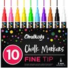 Chalkola 10 Fine Tip Liquid Chalk Markers for Chalkboard Signs, Blackboard, Window, Labels, Bistro, Glass, Car (10 Pack 3mm) - Wet Wipe Erasable Ink Chalk Board Markers, 3mm Reversible Tip Chalk Pens