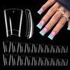 Short Duck Nail Tips, 500PCS Half Cover Duck Acrylic Nails, Clear Duck Feet Flare Nail Tips for Acrylic Nails, Extra Short Fan Wide French False Nail Extension for Nail Salon 10 Sizes