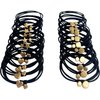 UDeBe 20PCS Black Hair Ties Bracelets Metal Beads Mix