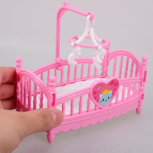 TOYANDONA 2Pcs Dollhouse ,1:12 Mini Crib Toy Miniature Crib Model Mini Baby Bed Crib Cradle for Miniature Dollhouse Furniture Party Kit