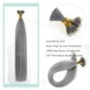 Nano Ring Hair Extensions Human Hair Keratin Cold Fusion Nano Tip Micro Nano Beads Link Thick Hair Balayage Highlight Ombre Real Remy Hair 1g/s (16inch50gr50s, Silver Gray)